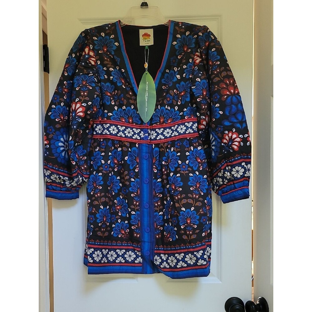 FARM Rio Black Latina Scarf Puff Sleeve Mini Dress - Picture 3 of 11